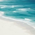Aerial view of the pristine white sand beaches and clear turquoise water of South Padre Island, Texas, on a sunny day.