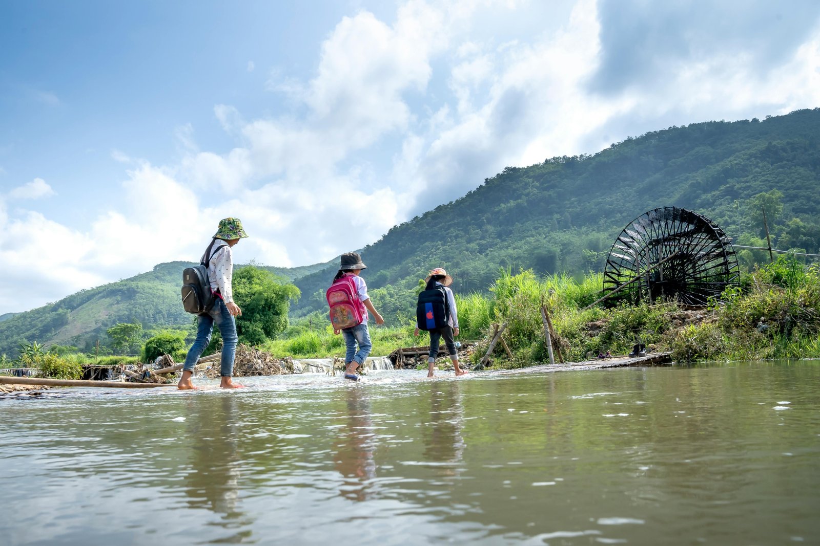 Happy people exploring a vibrant local neighborhood or serene natural park, symbolizing cool destinations near me and accessible day trip adventures.