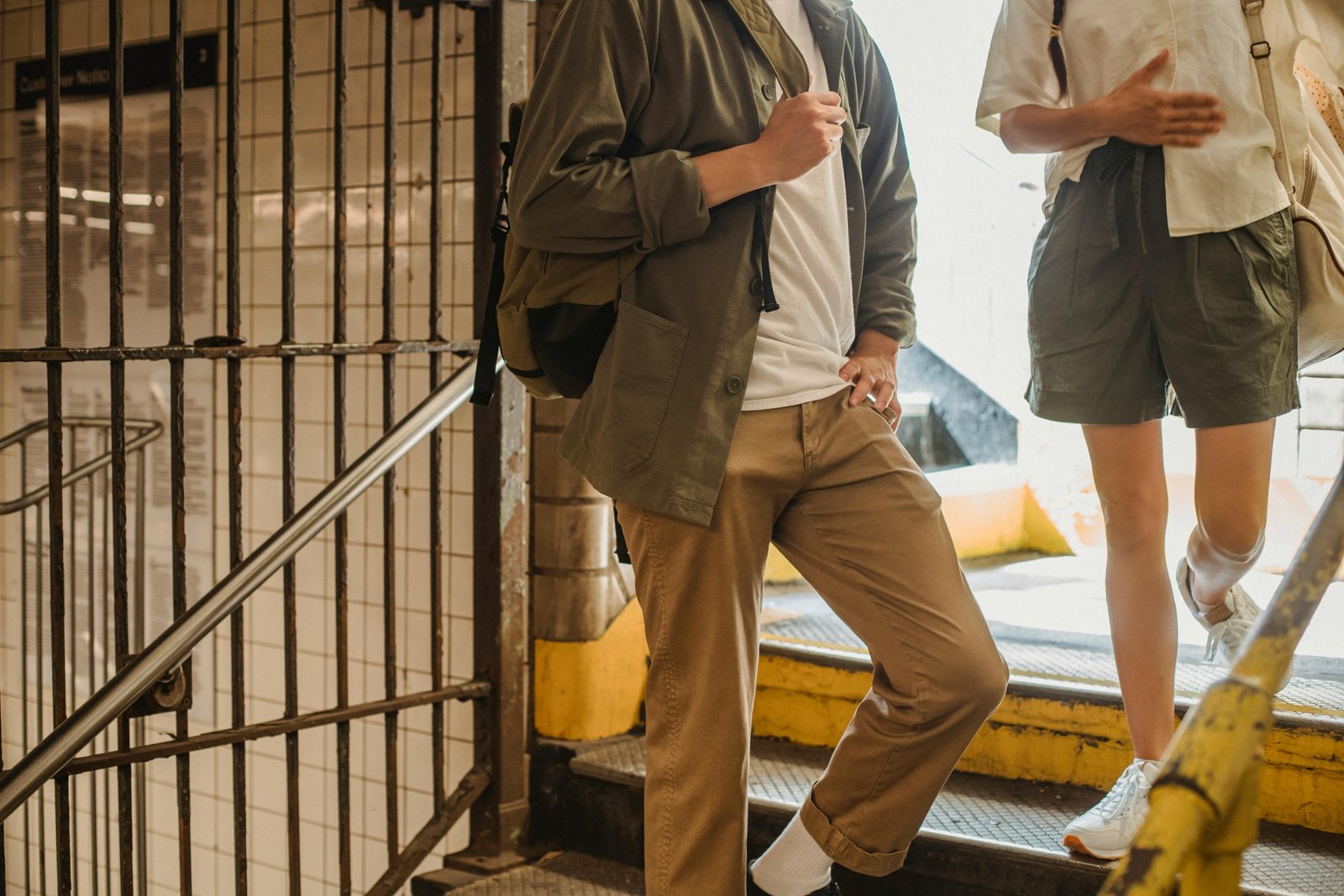 Stylish man wearing Banana Republic Traveler Pants, showcasing their versatile slim fit, comfort, and suitability for modern urban, travel, and smart-casual settings.
