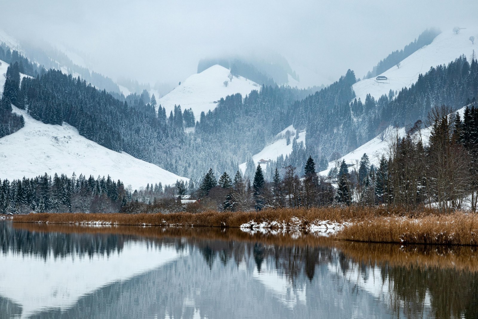 Scenic view of Swiss mountains and a crystal-clear lake, perfect for an unforgettable trip to the best places to travel in Switzerland.