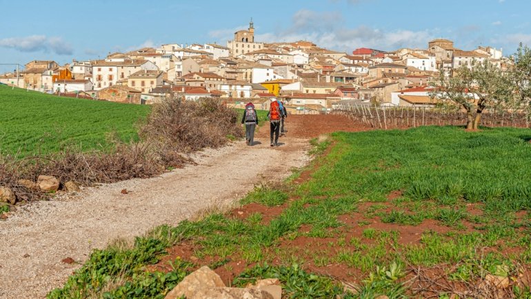 Pilgrim on a sacred path, embarking on a spiritual journey of reflection and devotion towards a holy place.