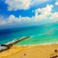 Best months to travel to Cancun: A pristine beach with turquoise water, white sand, and palm trees under clear skies, perfect for planning your ideal Mexican vacation.