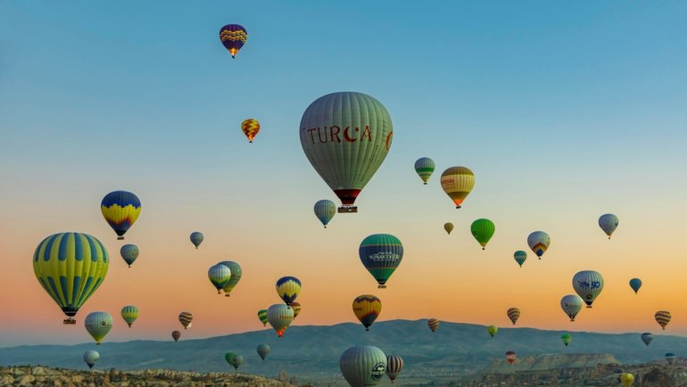 Scenic view of Turkey's iconic travel destinations featuring historical sites and unique natural landscapes