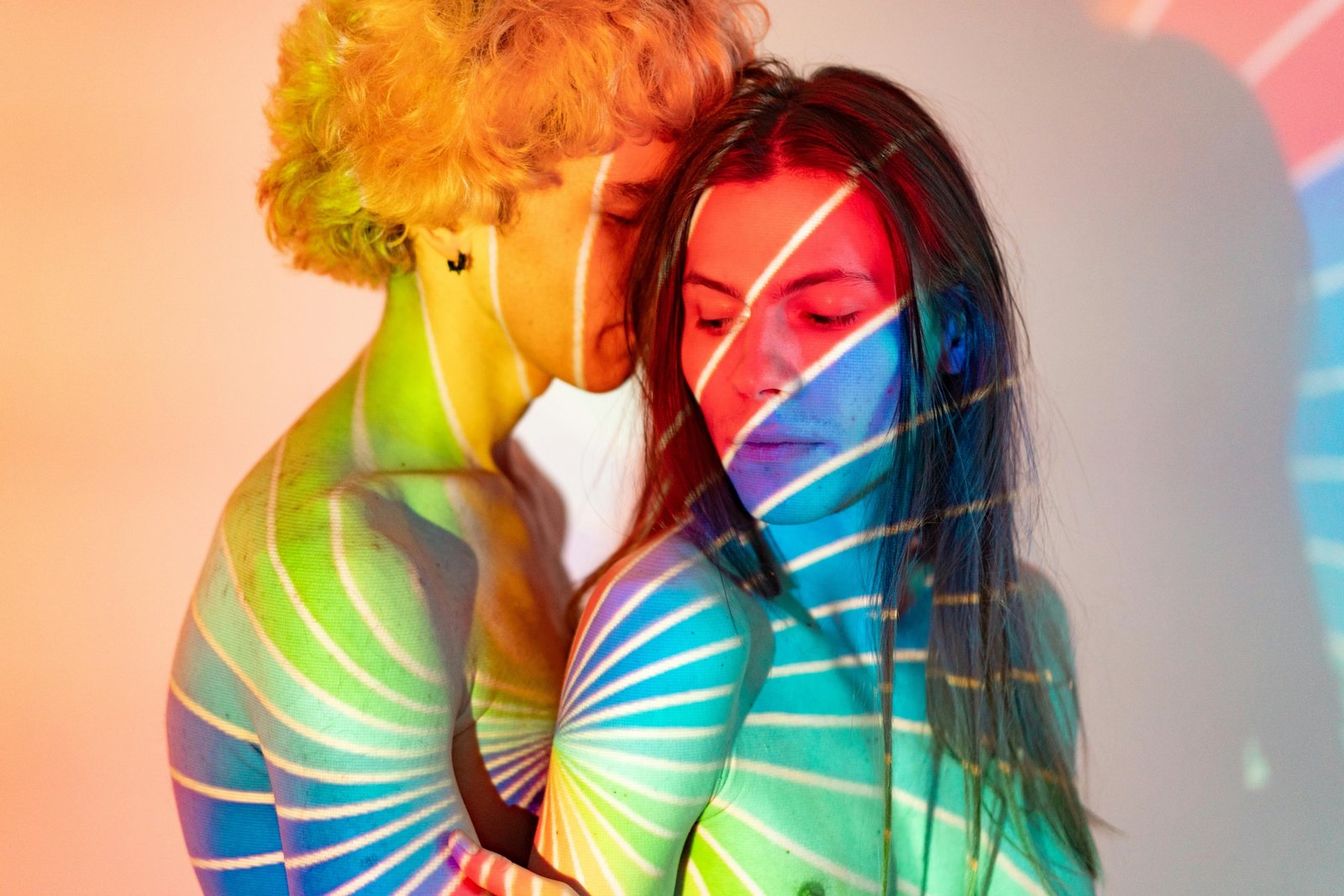 Romantic couple embracing with abstract time travel background representing love and time in The Time Traveler's Wife