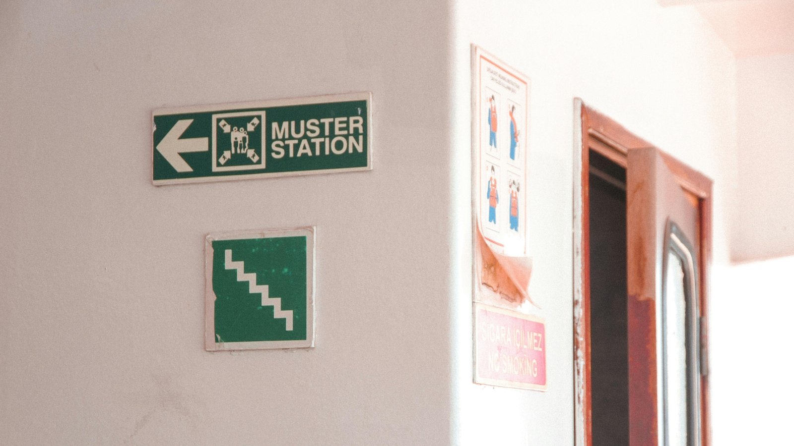 building evacuation plan highlighting common path of travel and multiple emergency exits for fire safety