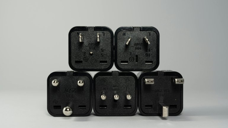 Universal travel power adapter with Indian plug types for safe device charging during India travel