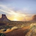Stunning Arizona desert landscape with red rock formations at sunset showcasing natural beauty and travel adventure