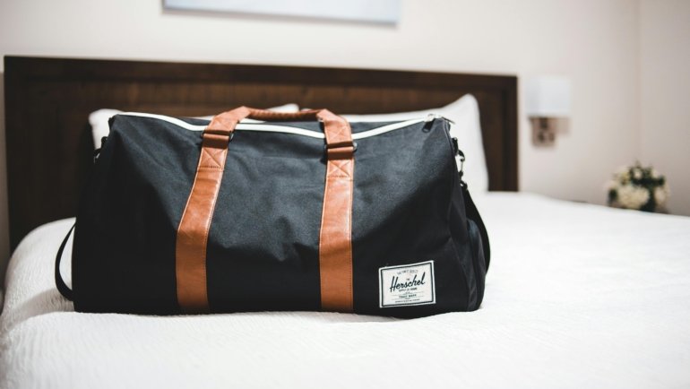 Durable ski travel bag packed and ready for snowy ski trip or air travel with protective padding and wheels