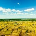 Scenic view of Vietnam and Cambodia landscape during the dry season with clear skies and cultural landmarks for ideal travel conditions