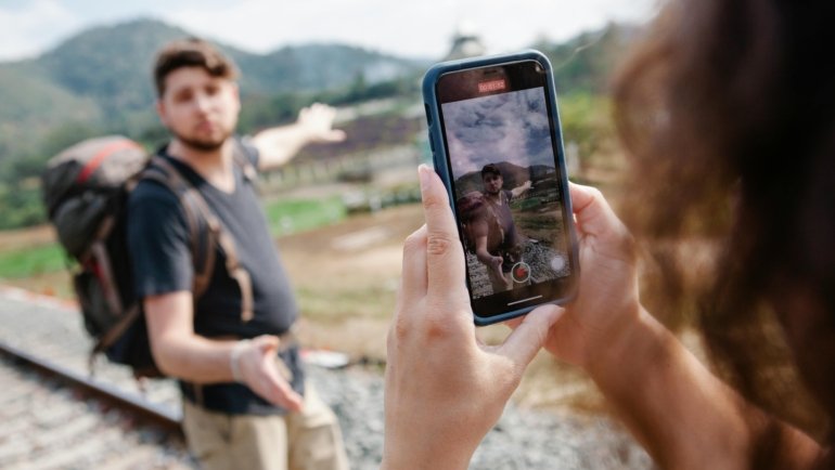 Travel influencer sharing authentic travel stories with captivating photos from unique destinations