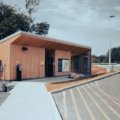 Wilton Travel Plaza rest stop with fuel stations, parking, and dining options along Interstate 87 in New York