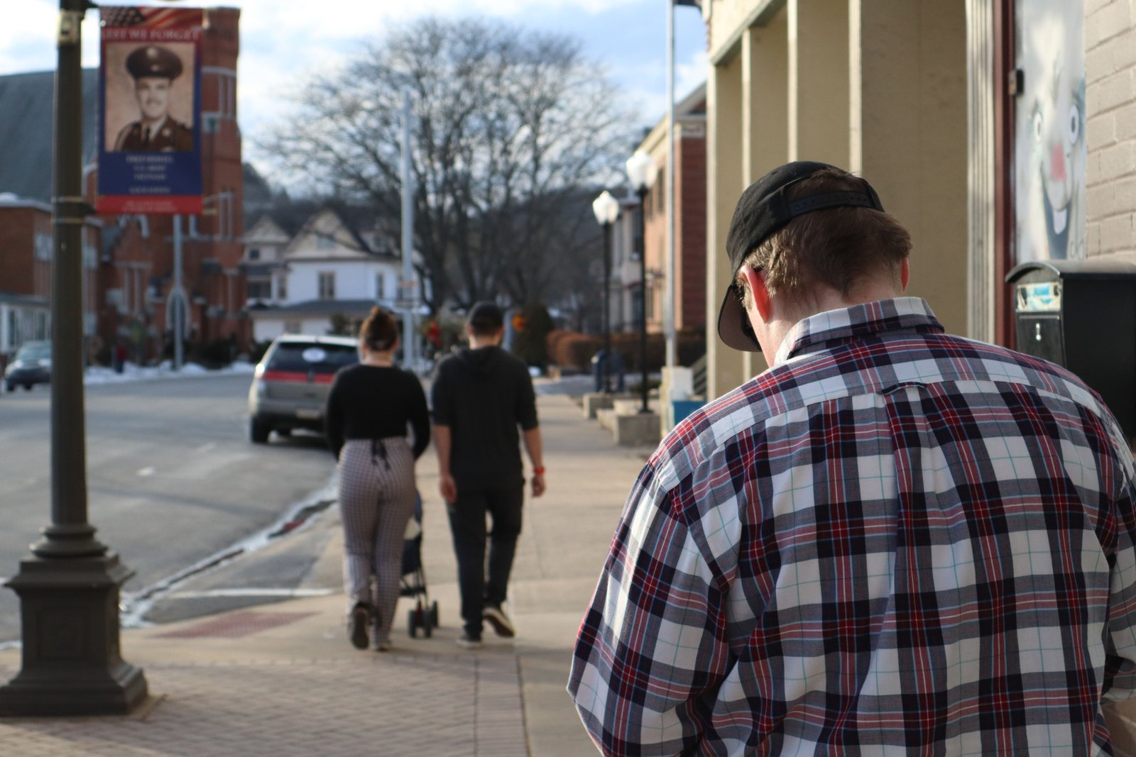 job seekers networking and searching for employment opportunities in a small vibrant town setting