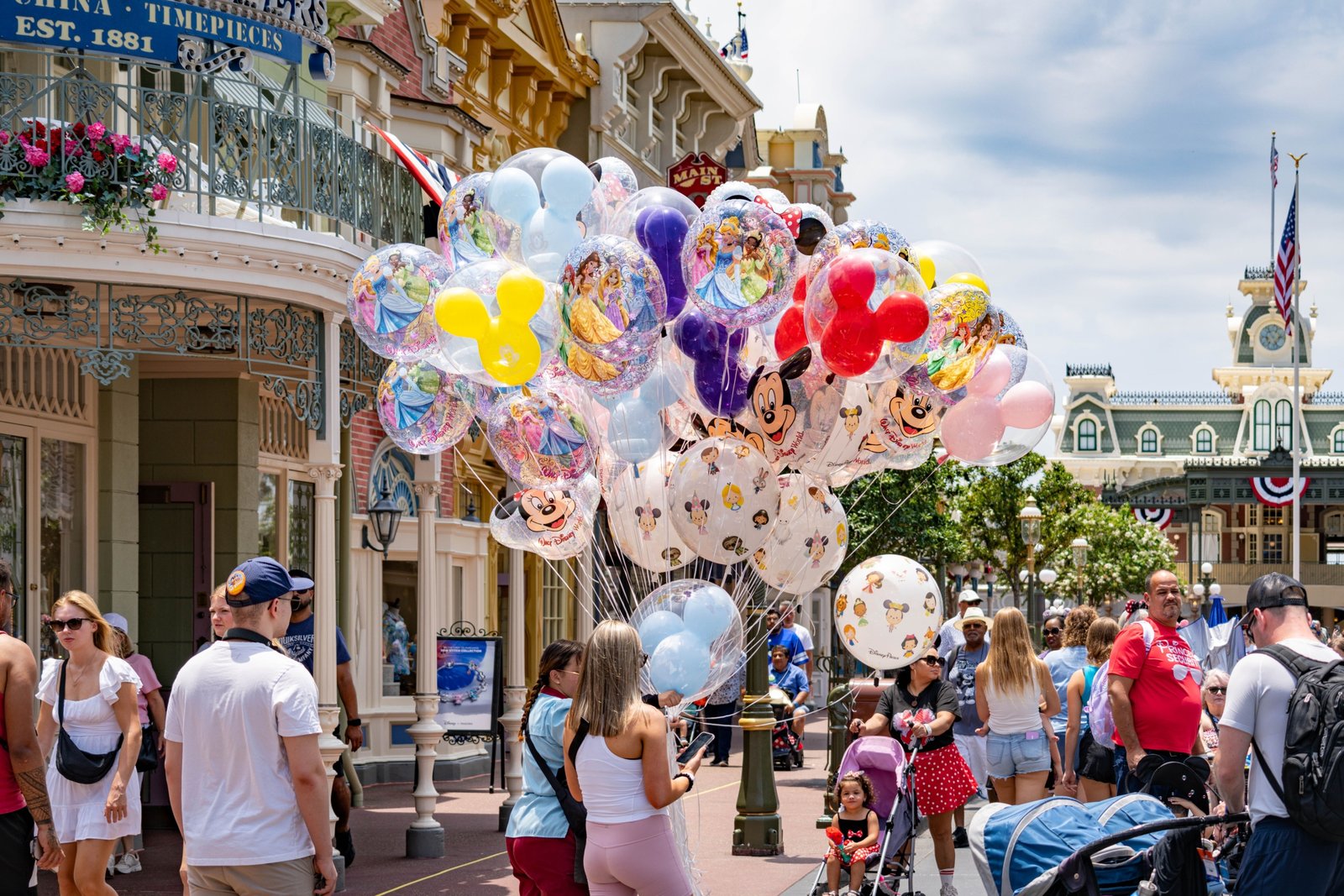 Family enjoying a fun and stress-free Orlando vacation with theme parks in the background