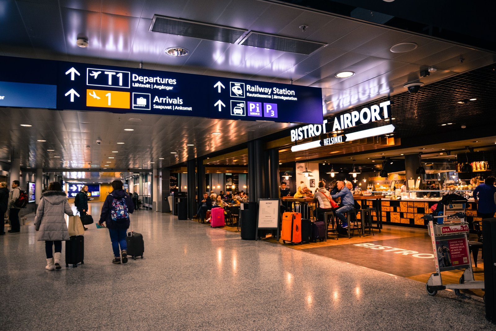 O'Hare Oasis Travel Plaza modern rest area with travelers dining and relaxing near Chicago airport
