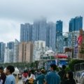 Scenic view of Busan coastline with Haeundae Beach and colorful city skyline, ideal travel destination in South Korea