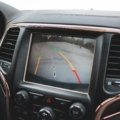 Rear view camera installed on a travel trailer showing clear image for safe reversing and parking