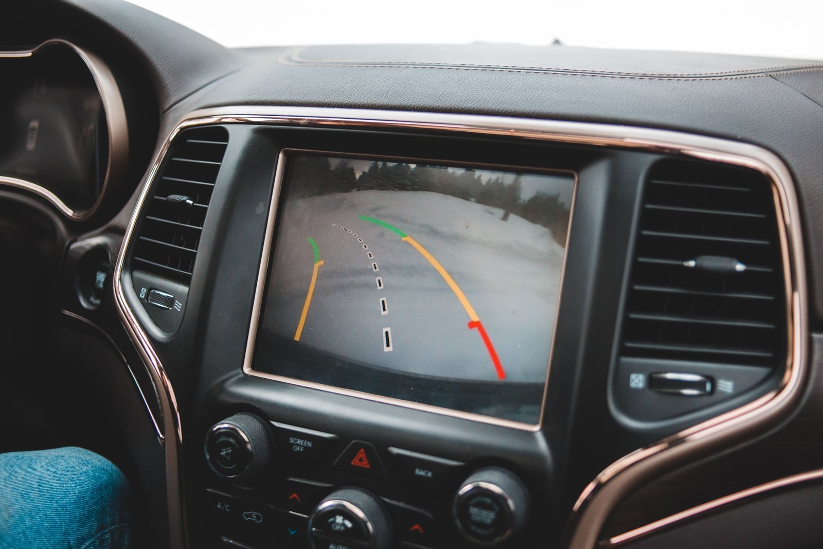 Rear view camera installed on a travel trailer showing clear image for safe reversing and parking