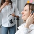 Travel agent providing personalized travel planning services to happy client for stress-free vacation