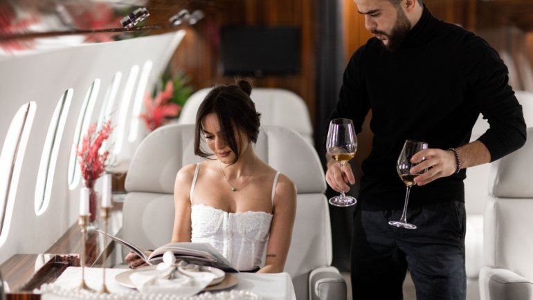 luxury traveler enjoying exclusive travel experience with premium hotel and flight benefits