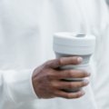 Folding travel cup collapsing and expanding, perfect for eco-friendly and portable hydration on the go