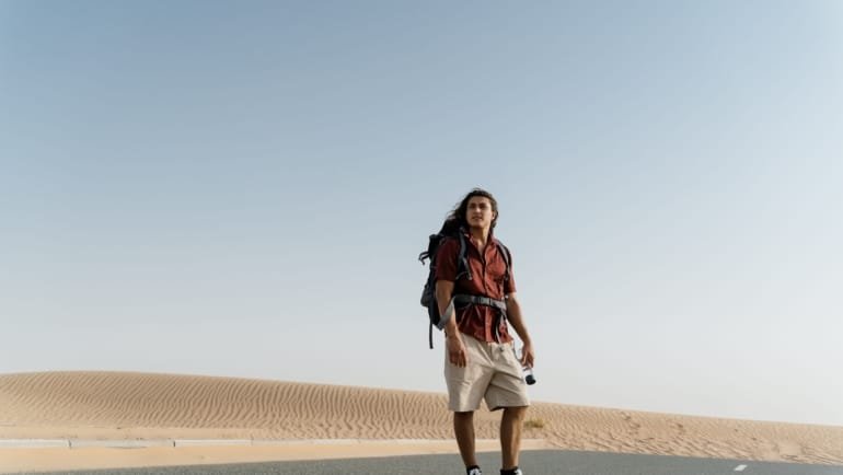 Traveler wearing lightweight breathable travel shorts exploring outdoors with comfort and style