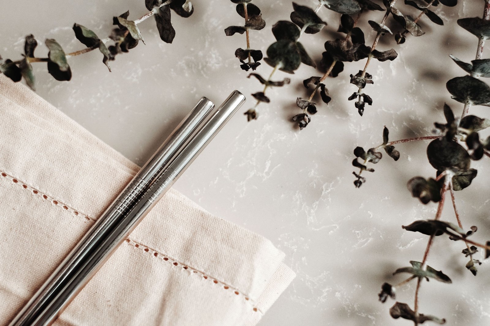 Eco-friendly portable reusable travel straw with carrying case used outdoors to reduce plastic waste
